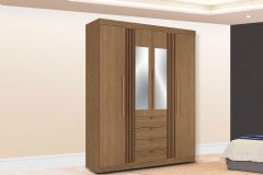 Guarda Roupa Casal 4 Portas (2 c/Espelho) e 4 Gavetas Aurora 4.4 S. Andirá - Jatobá