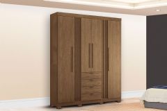 Guarda Roupa Casal 4 Portas e 4 Gavetas c/Pés Aurora 4.4 S. Andirá - Jatobá