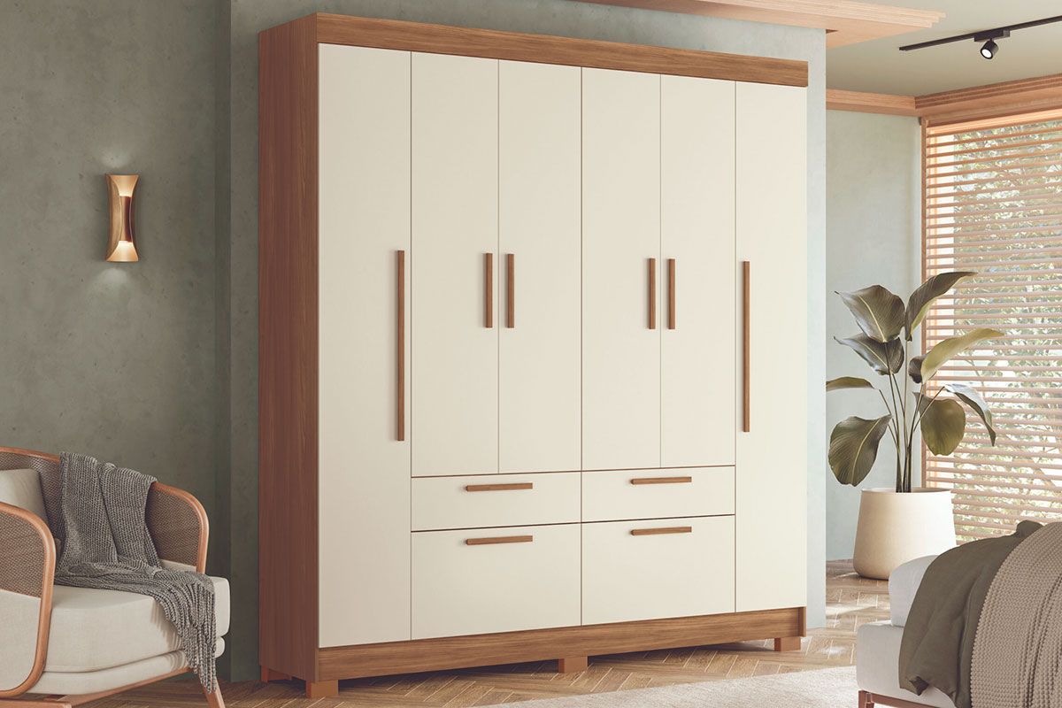 Guarda Roupa Casal 6 Portas Guarapuava S. AndiráJatoba/Areia