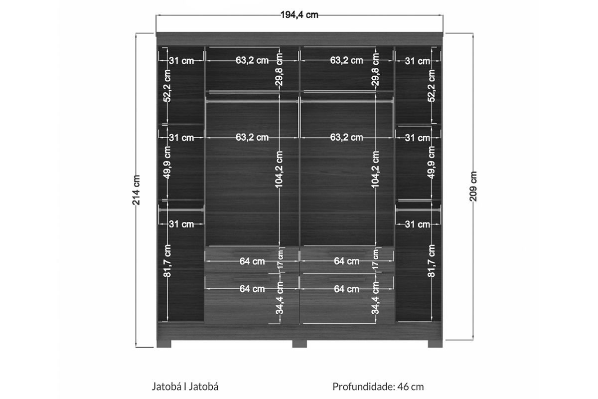 Guarda Roupa Casal 6 Portas Guarapuava S. Andirá