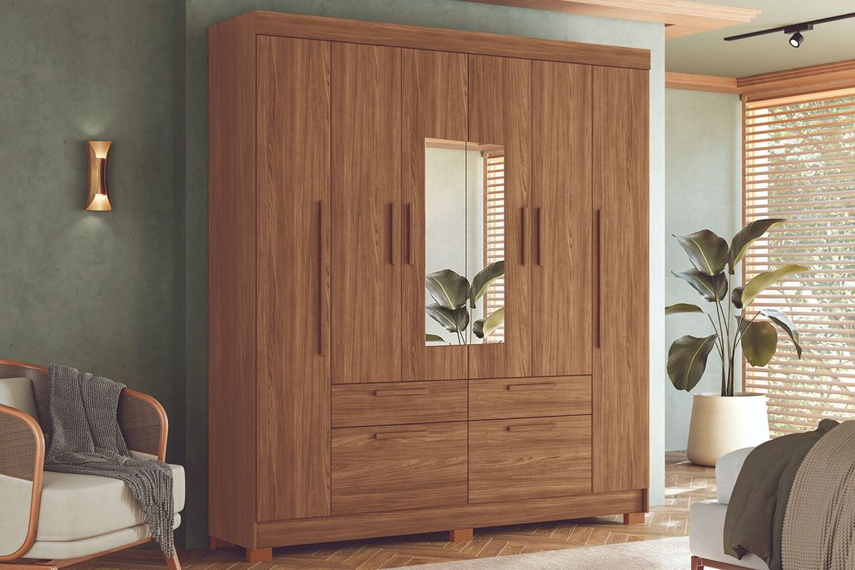 Guarda Roupa Casal 6 Portas c/Esp Guarapuava S. AndiráJatobá