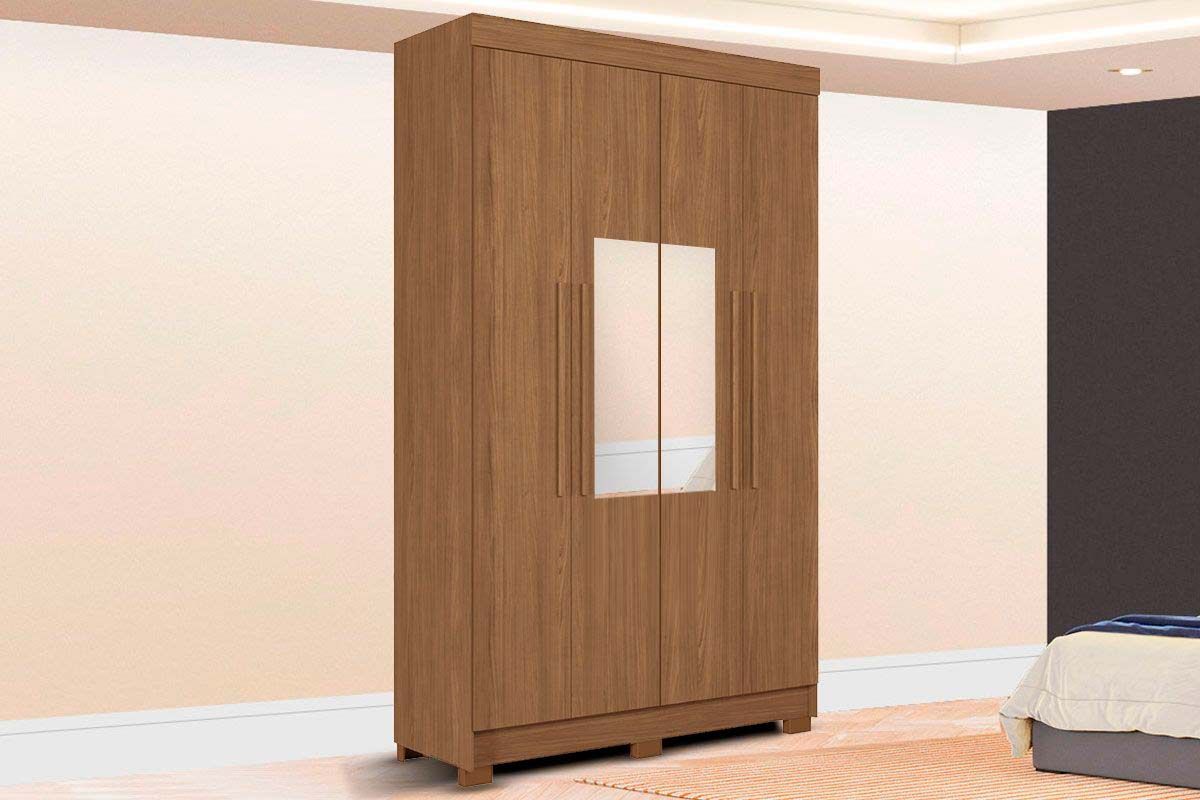 Guarda Roupa Solteiro 4 Portas (2 c/Espelho) e 2 Gavetas c/Pés Sarandi S. AndiráJatobá