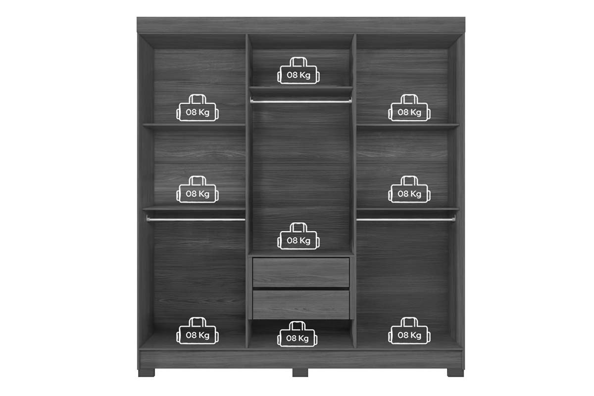 Guarda Roupa Casal 6 Portas (2 c/Espelho) e 2 Gavetas c/Pés Toledo S. Andirá