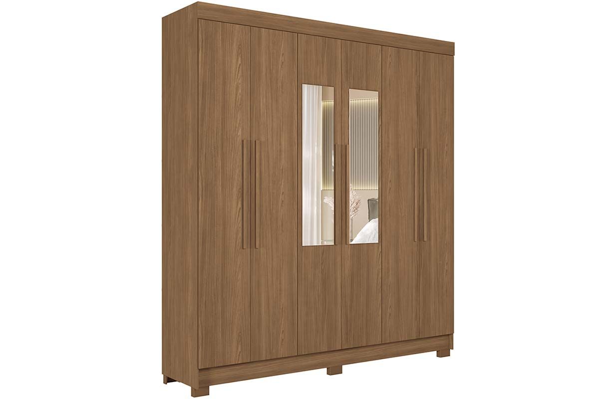 Guarda Roupa Casal 6 Portas (2 c/Espelho) e 2 Gavetas c/Pés Toledo S. AndiráJatobá