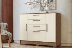 Cômoda Pinhais c/2 Portas e 4 Gavetas S. Andirá - Jatoba/Areia