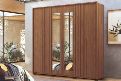 Guarda Roupa Casal 6 Portas (2 c/Espelho) e 4 Gavetas c/Pés Coimbra S. Andirá - Jatobá