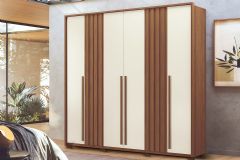 Guarda Roupa Casal 6 Portas e 4 Gavetas c/Pés Coimbra S. Andirá - Jatoba/Areia