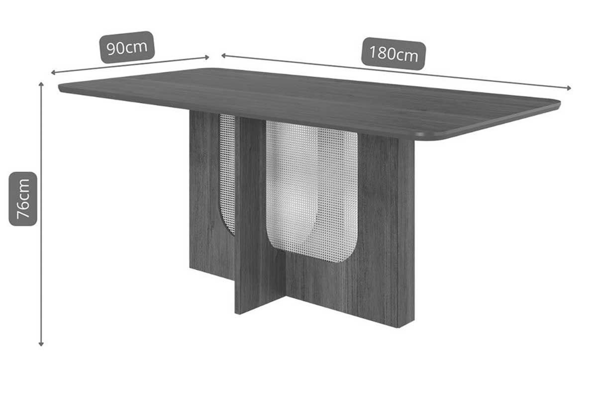 Mesa Jantar Louise c/Tampo Madeirado 180x90cm Cimol