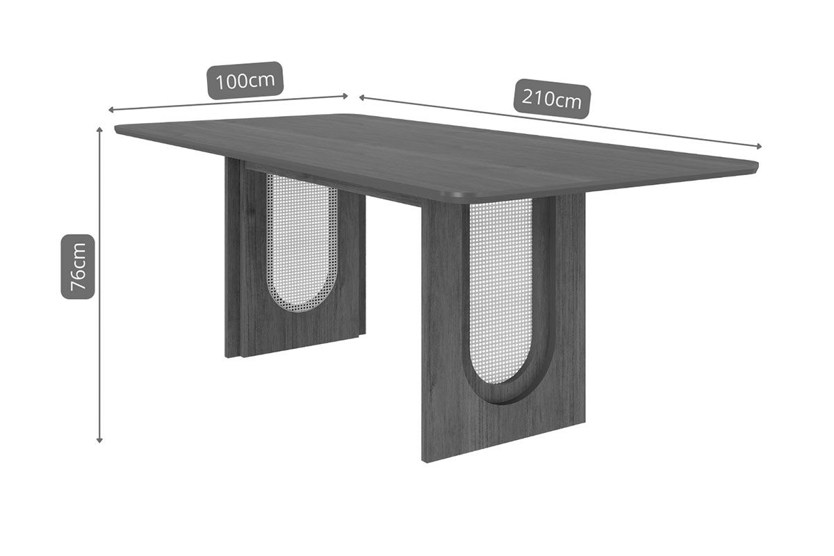 Mesa Jantar Valentina c/Tampo Madeirado 210x100cm Cimol