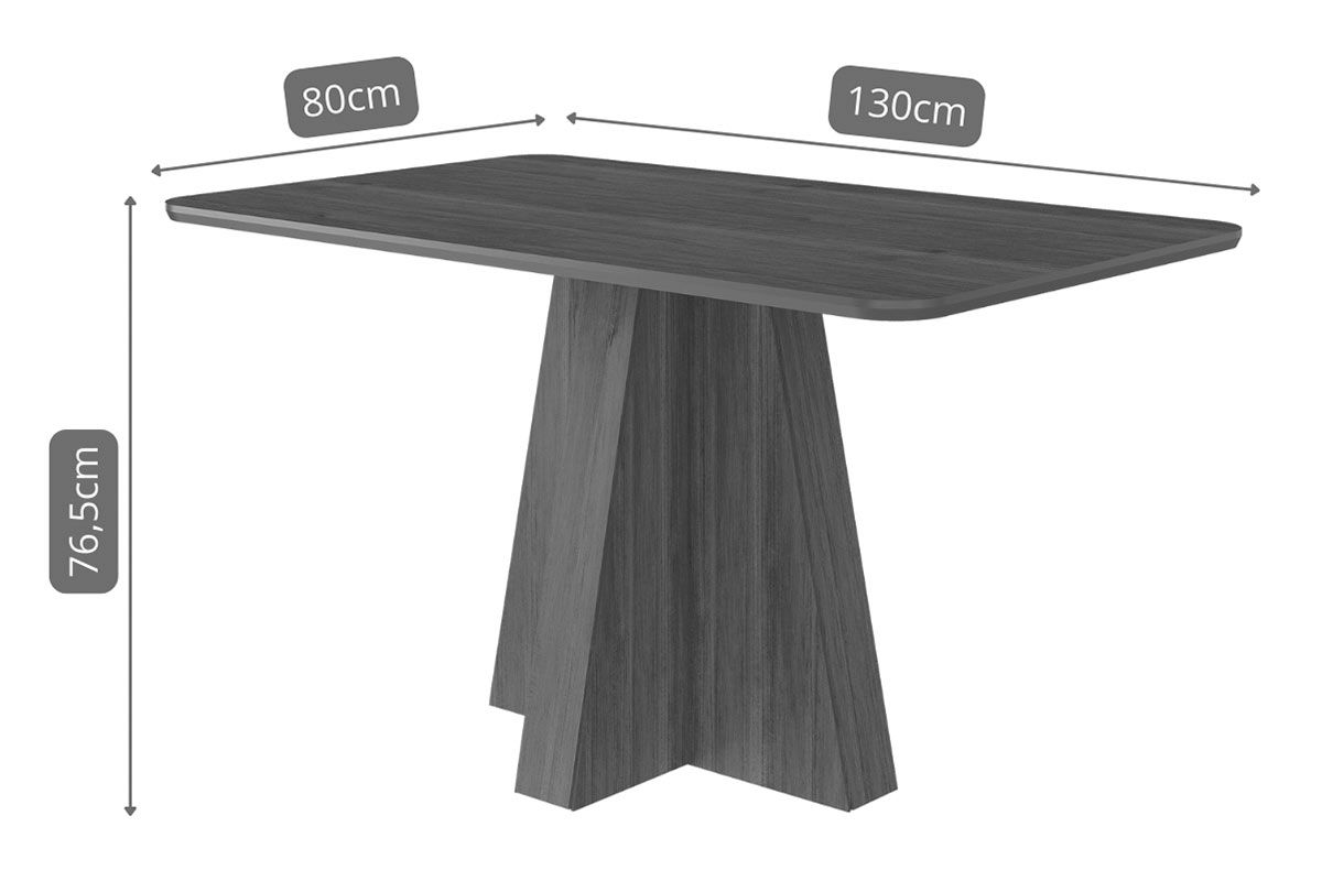 Mesa Jantar Ariela c/Tampo Madeirado 130x80cm Cimol