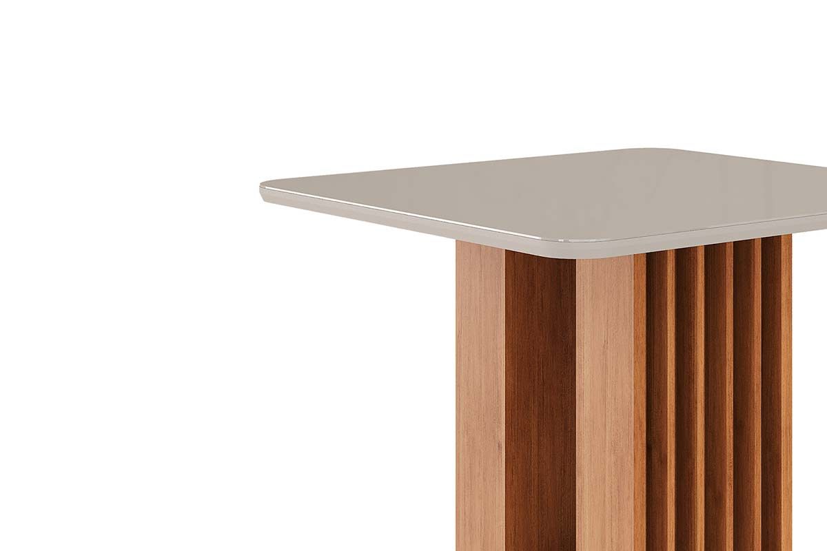 Mesa Jantar Ariela c/Tampo Madeirado Vidro 95x95cm Cimol