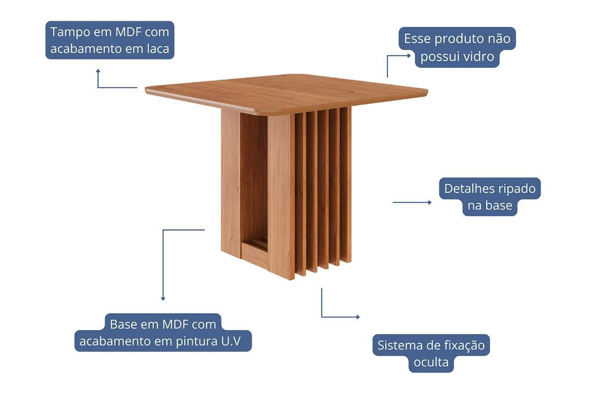 Mesa Jantar Ariela c/Tampo MDF 95cm Cimol Mesa Jantar Ariela c/Tampo MDF 95cm Cimol
