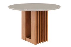 Mesa Jantar Ariela c/Tampo Madeirado Redondo c/Vidro 109x109cm Cimol