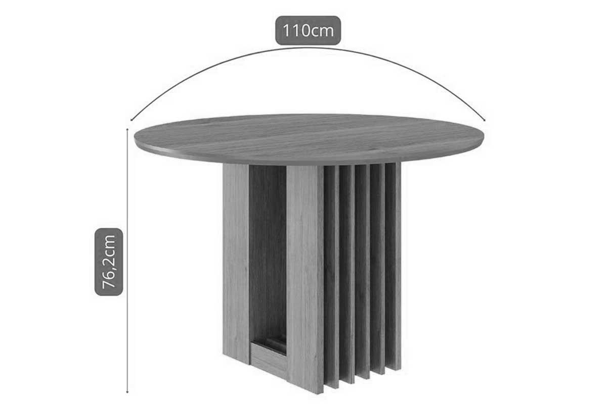 Mesa Jantar Ariela c/Tampo Madeirado Redondo 109x109cm Cimol