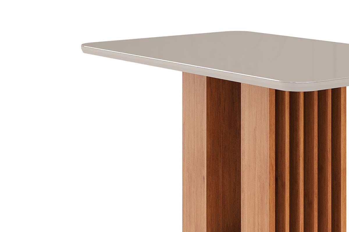 Mesa Jantar Ariela c/Tampo Madeirado Vidro 130x80cm Cimol