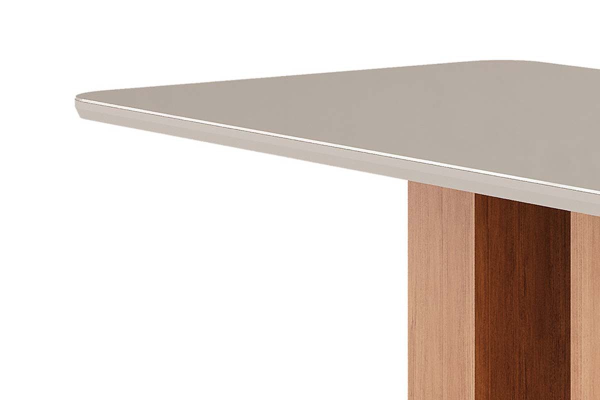 Mesa Jantar Ariela c/Tampo Madeirado Vidro 160x80cm Cimol