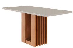 Mesa Jantar Ariela c/Tampo Madeirado Vidro 160x80cm Cimol