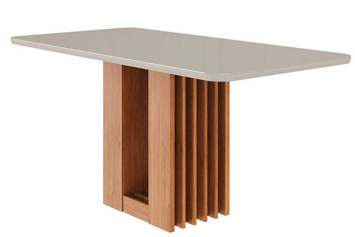 Mesa Jantar Ariela c/Tampo Madeirado Vidro 160x80cm Cimol