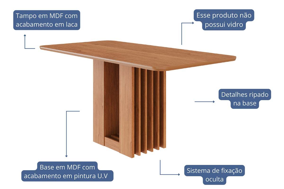 Mesa Jantar Ariela c/Tampo Madeirado 160x80cm Cimol Mesa Jantar Ariela c/Tampo Madeirado 160x80cm Cimol