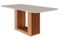 Mesa Jantar Ariela c/Tampo Madeirado Vidro 180x90cm Cimol