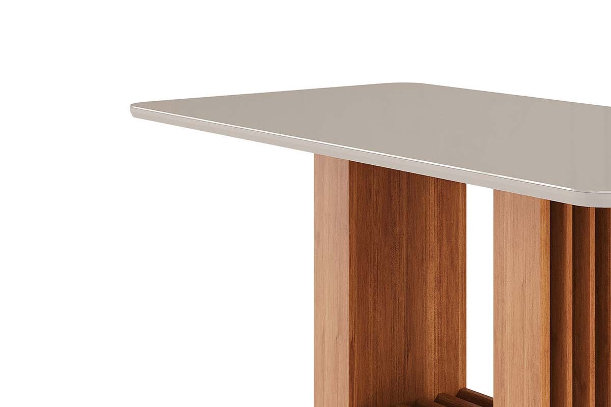 Mesa Jantar Ariela c/Tampo Madeirado Vidro 180x90cm Cimol