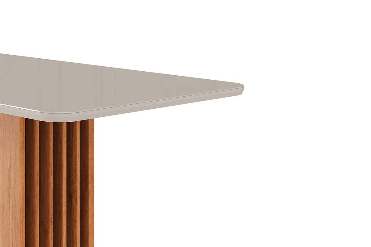 Mesa Jantar Ariela c/Tampo Madeirado Vidro 180x90cm Cimol