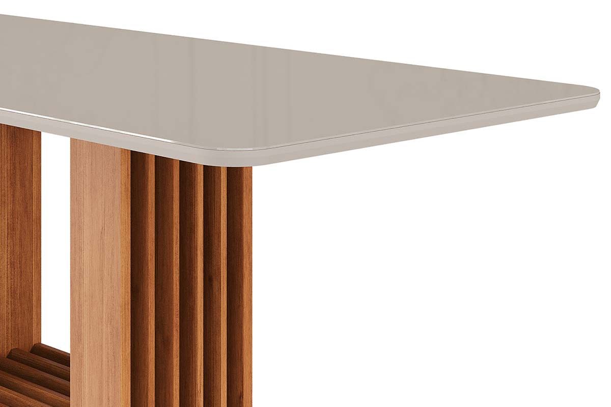 Mesa Jantar Ariela c/Tampo MDF/Vidro Reto 210cm Cimol