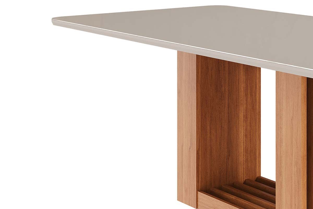 Mesa Jantar Ariela c/Tampo MDF/Vidro Reto 210cm Cimol