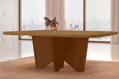 Mesa Jantar Nevada c/Tampo MDF Curvo 180cm Rufato - Naturale/Naturale