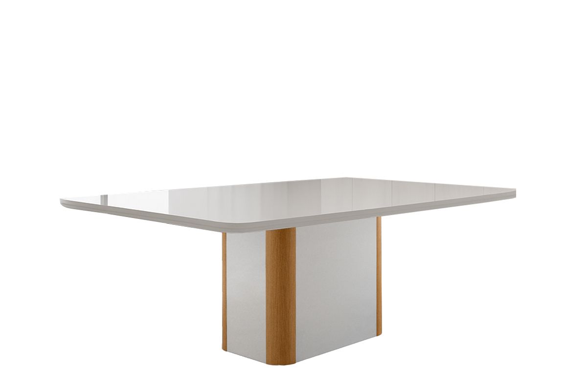 Mesa Jantar Pietá c/Tampo MDF/Vidro Curvo 120cm Rufato
