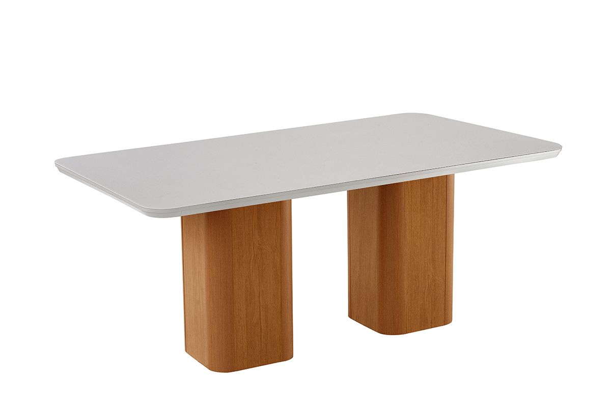 Mesa Jantar Maldivas c/Tampo MDF/Vidro Curvo 180cm RufatoFlex Naturale/Naturale ou Off White Mesa Jantar Maldivas c/Tampo MDF/Vidro Curvo 180cm RufatoFlex Naturale/Naturale ou Off White