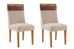 Cadeira Jantar Jaspe Kit 2 Un Rufato - Naturalle/Suede Creme/Corano Capuccino