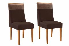 Cadeira Jantar Jaspe Kit 2 Un Rufato - Naturalle/Suede Marrom/Corano Capuccino