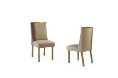 Cadeira Jantar Tília Kit 2 un Rufato - Naturalle/Suede Creme/Corano Capuccino