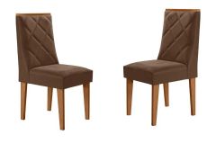 Cadeira Jantar Pietá Kit 2 Un Rufato - Naturalle/Suede Marrom