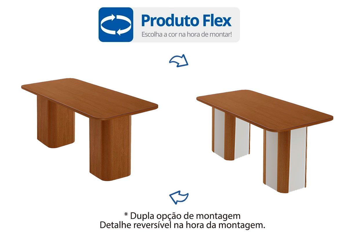 Mesa Jantar Maldivas c/Tampo MDF Curvo 180cm Rufato