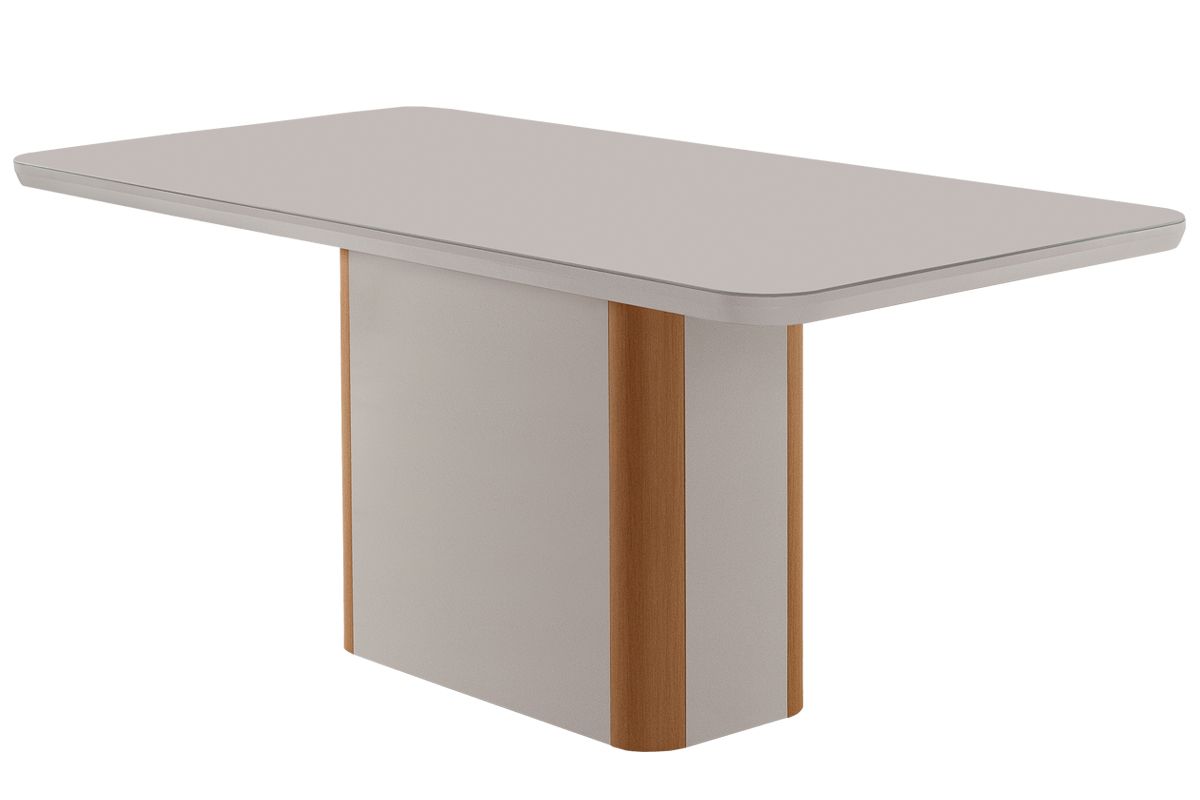 Mesa Jantar Pietá c/Tampo MDF Curvo 180cm RufatoOff White/Naturale/Off White