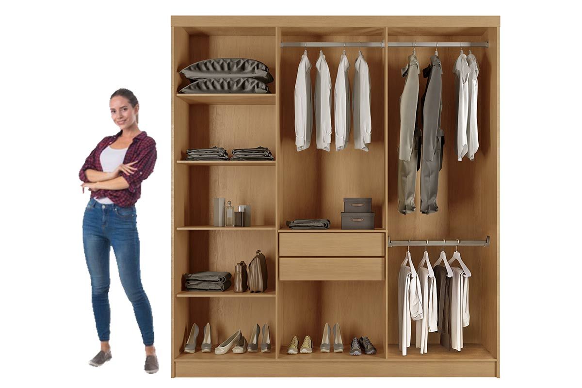 Guarda Roupa Casal 6 Portas Ripadas e 2 Gavetas Cairo Premium Rufato