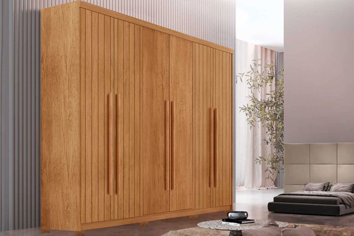 Guarda Roupa Casal 6 Portas (4 Frisadas) e 2 Gavetas c/Pés Hawaii Rufato