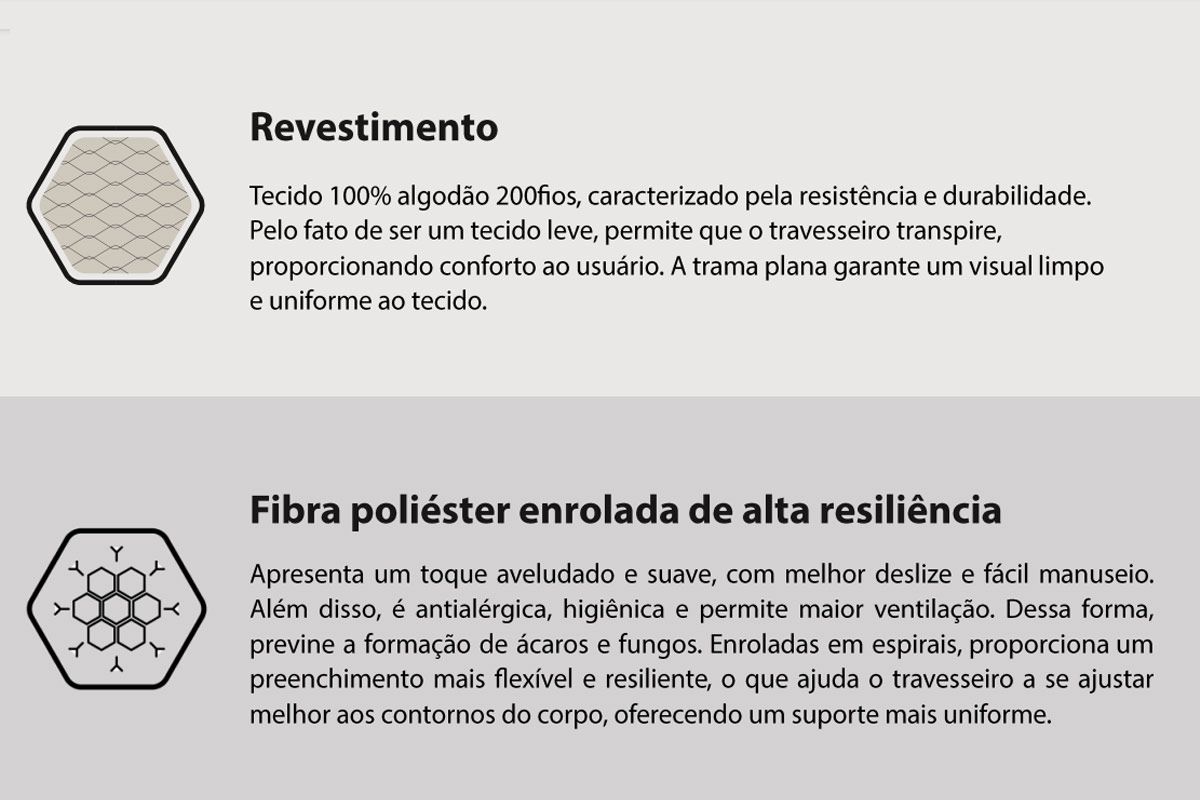 Travesseiro Fibras Pluma Siliconada MH7634 Herval