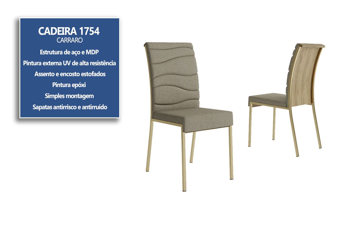 Cadeira Jantar Wave 1754 Aço Kit 2 Uni Carraro Cadeira Jantar Wave 1754 Aço Kit 2 Uni Carraro