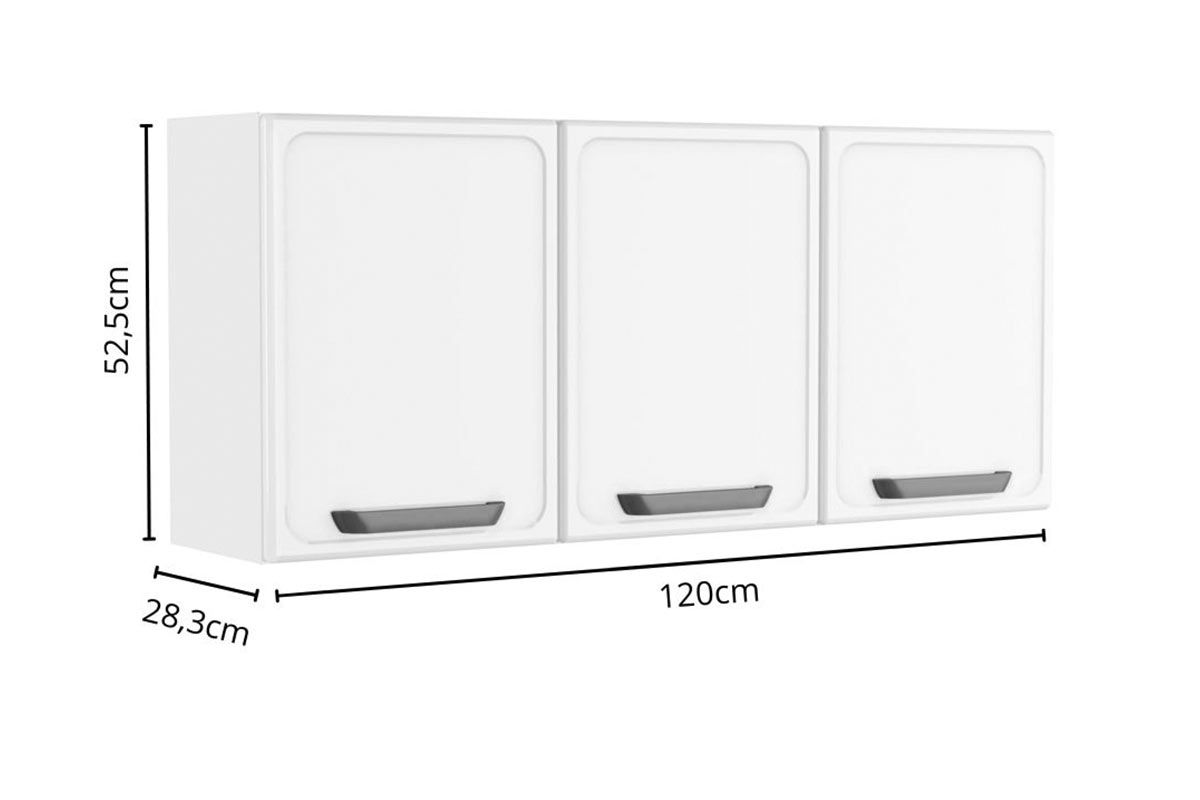 Armário Aéreo Cozinha Bertolini Bella c/3 Portas 120cm Armário Aéreo Cozinha Bertolini Bella c/3 Portas 120cm