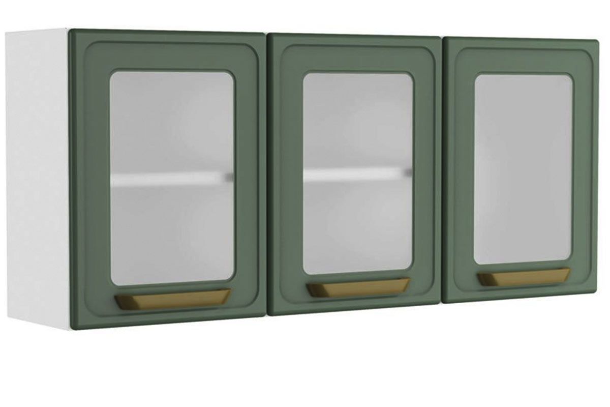 Armário Aéreo Cozinha Bertolini Bella c/3 Portas c/Vidro 120cm