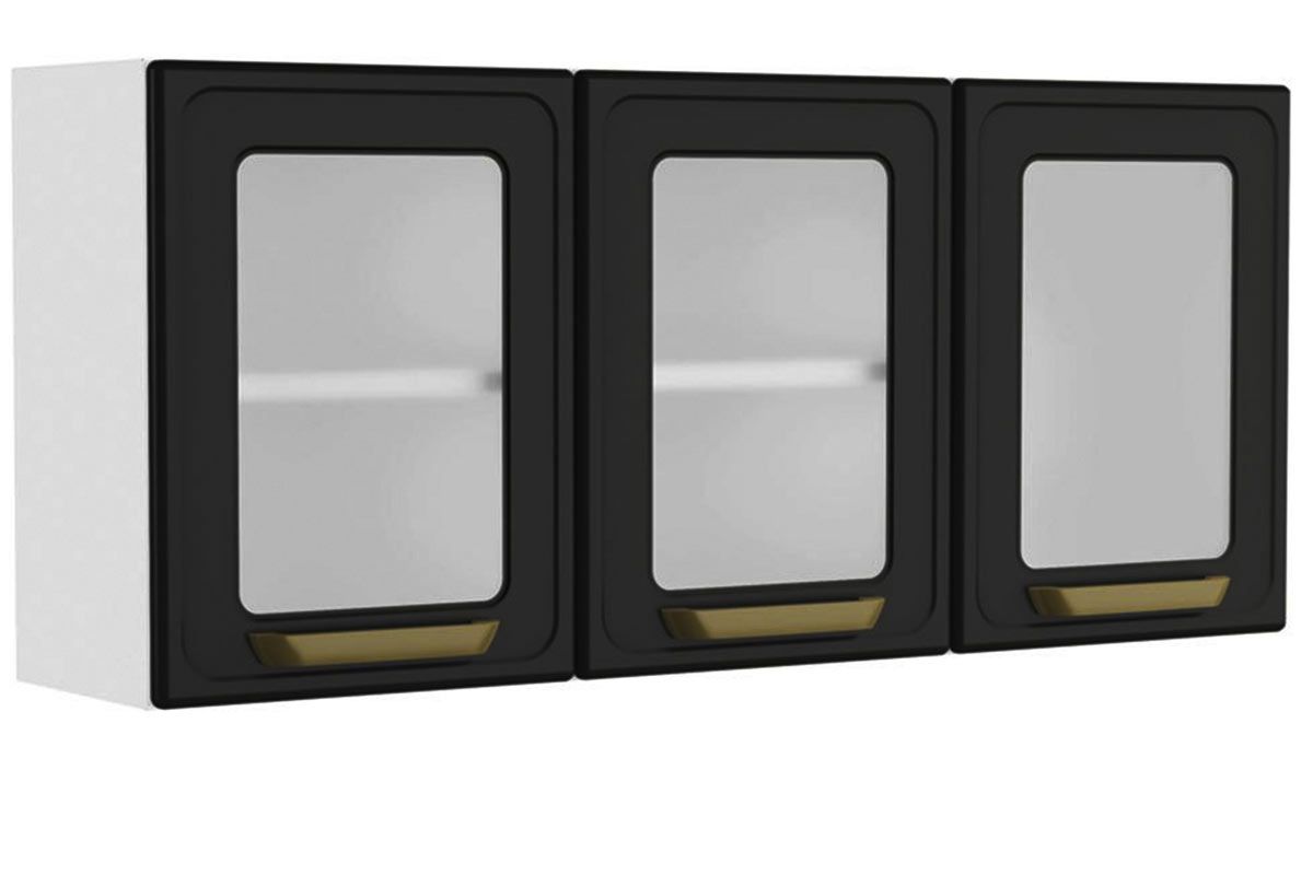 Armário Aéreo Cozinha Bertolini Bella c/3 Portas c/Vidro 120cm