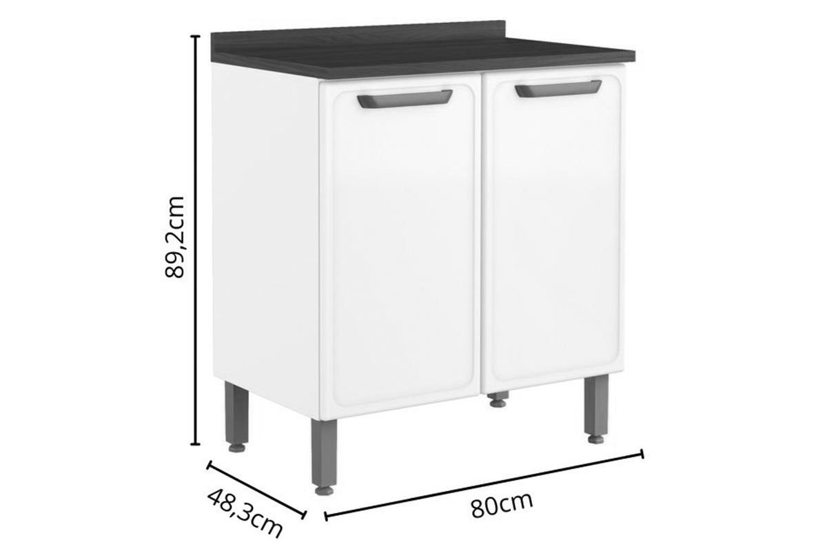 Balcão Cozinha Bertolini c/Tampo Bella 1 Porta 80cm Balcão Cozinha Bertolini c/Tampo Bella 1 Porta 80cm