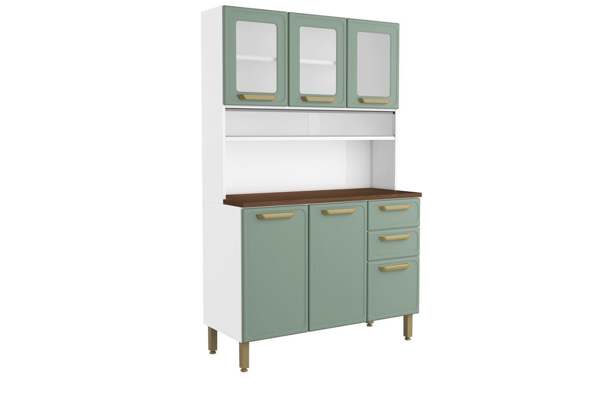 Cozinha Compacta Bertolini Bella c/6 Portas (3 c/Vidro) e 2 Gavetas 120cmVerde Cozinha Compacta Bertolini Bella c/6 Portas (3 c/Vidro) e 2 Gavetas 120cmVerde