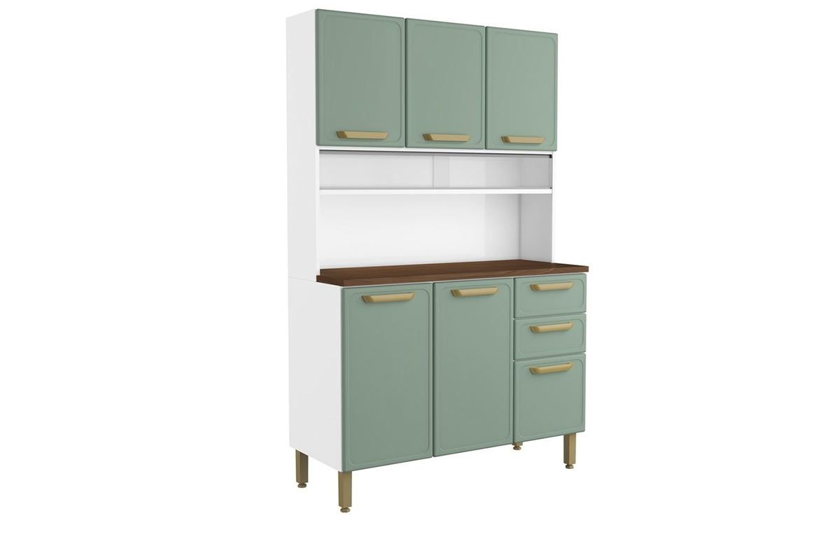 Cozinha Compacta Bertolini Bella c/6 Portas e 2 Gavetas 120cmVerde Cozinha Compacta Bertolini Bella c/6 Portas e 2 Gavetas 120cmVerde