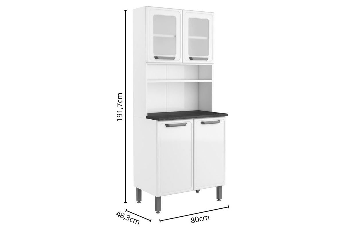 Cozinha Compacta Bertolini Bella c/4 Portas (2 c/Vidro) 80cm Cozinha Compacta Bertolini Bella c/4 Portas (2 c/Vidro) 80cm
