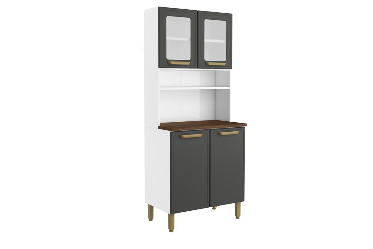 Cozinha Compacta Bertolini Bella c/4 Portas (2 c/Vidro) 80cm