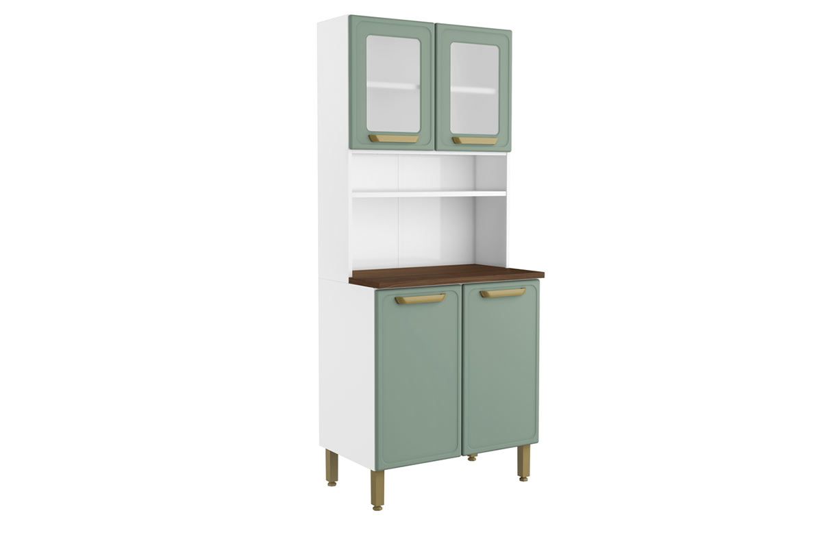 Cozinha Compacta Bertolini Bella c/4 Portas (2 c/Vidro) 80cmVerde